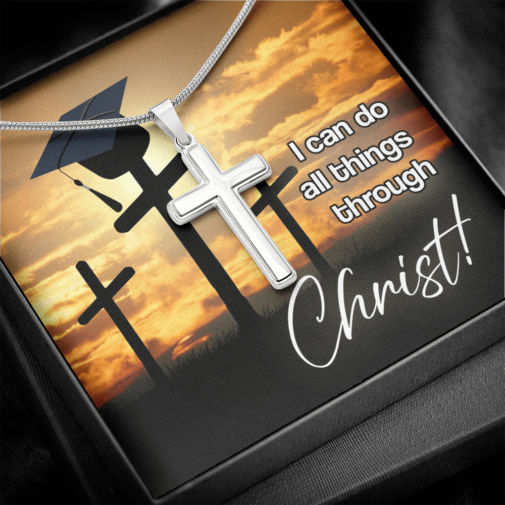 I Can Do All Things Through Christ - Cross Necklace Message Card