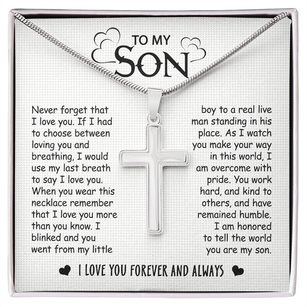 Gift For Son - I Blinked - Cross Necklace With Message Card - Son Gift For Birthday, Christmas, Special Occasion From Mom, Dad