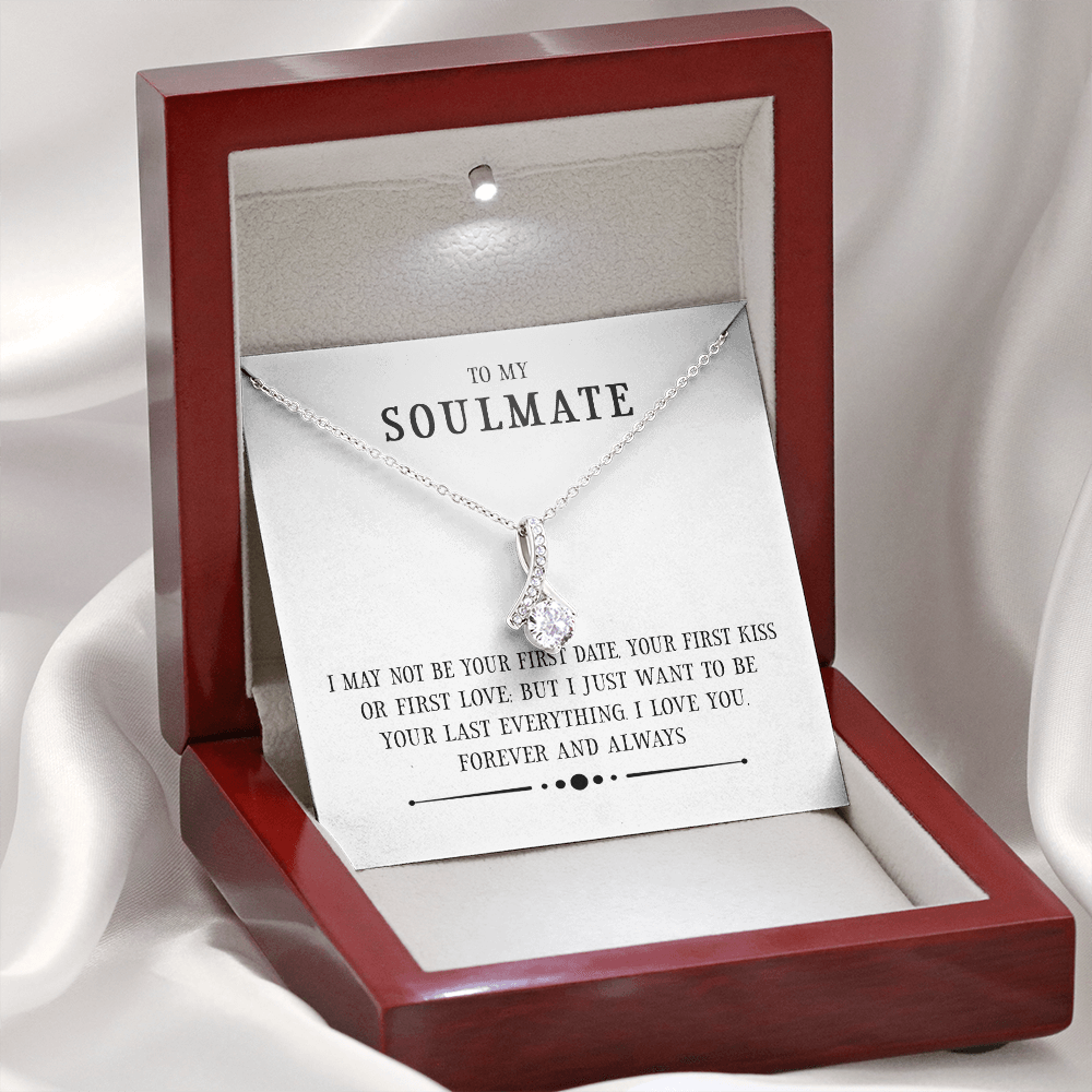 Soulmate - I May Not Be Your First Date Alluring Beauty Infinity Necklace Message Card