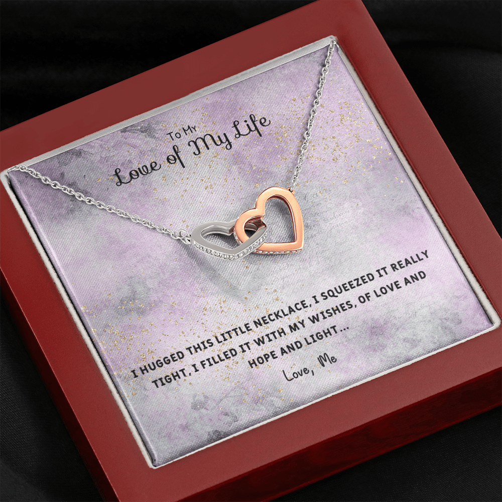 I Hugged This Little Necklace - Interlocking Hearts Necklace Message Card