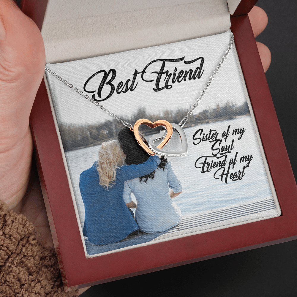Best Friend, Sister Of My Soul Friend Of My Heart - Interlocking Hearts Message Card
