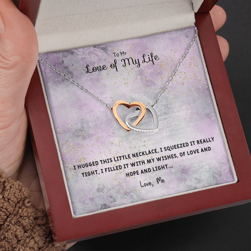 I Hugged This Little Necklace - Interlocking Hearts Necklace Message Card