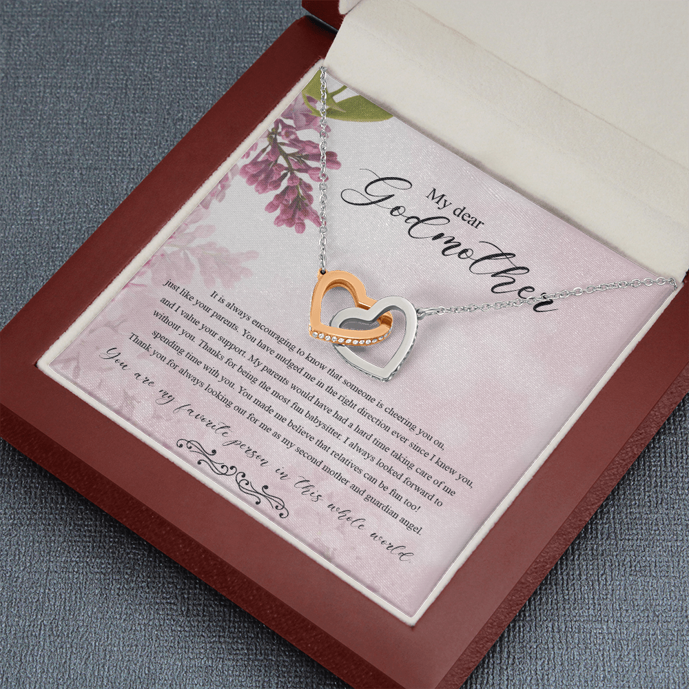 Godmother - It's Always Encouraging - Interlocking Hearts Necklace Message Card
