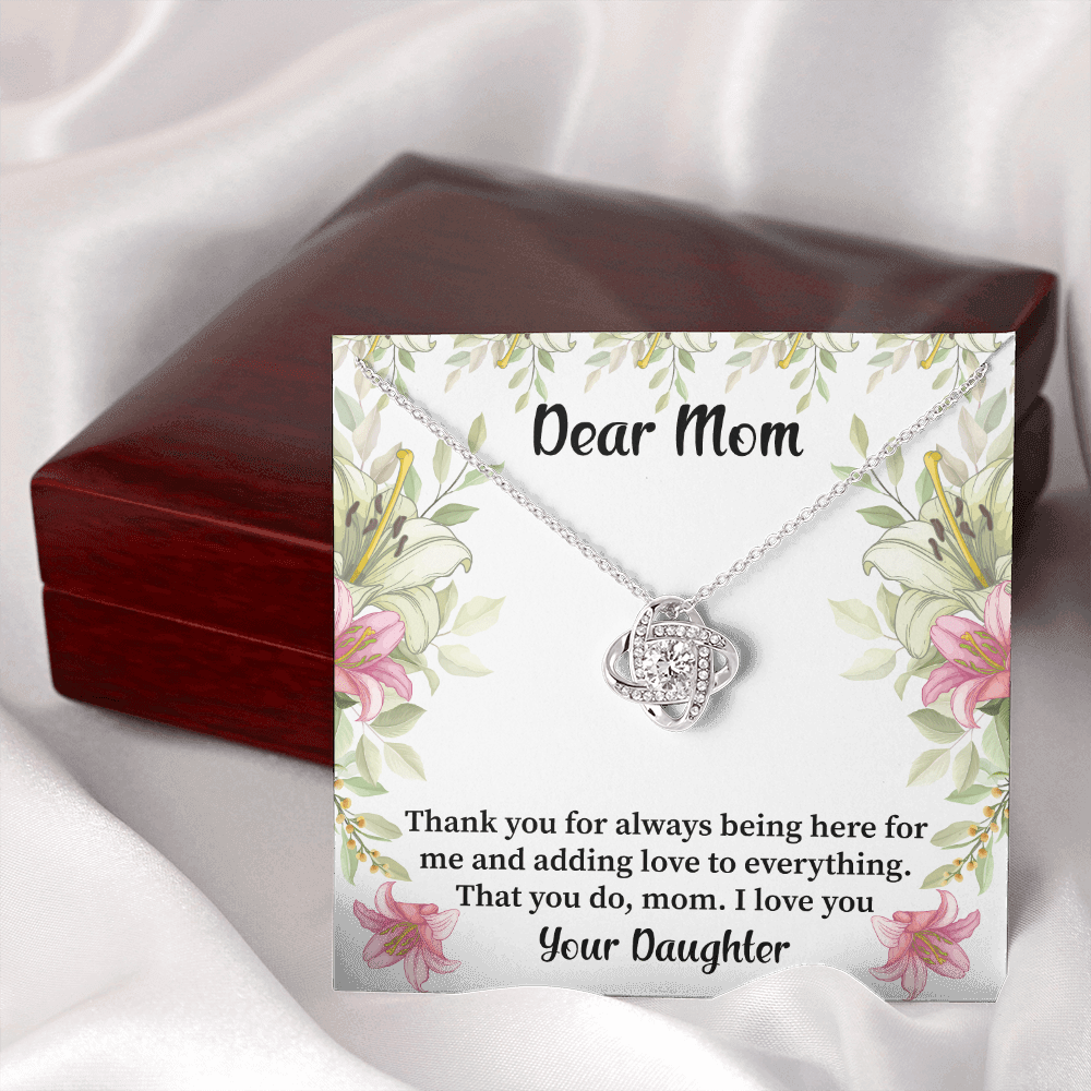 Mom - Thank You For Always Being Here Love Knot Necklace Message Card