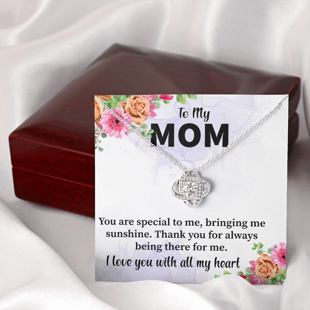 Mom - You Are Special To Me Love Knot Necklace Message Card