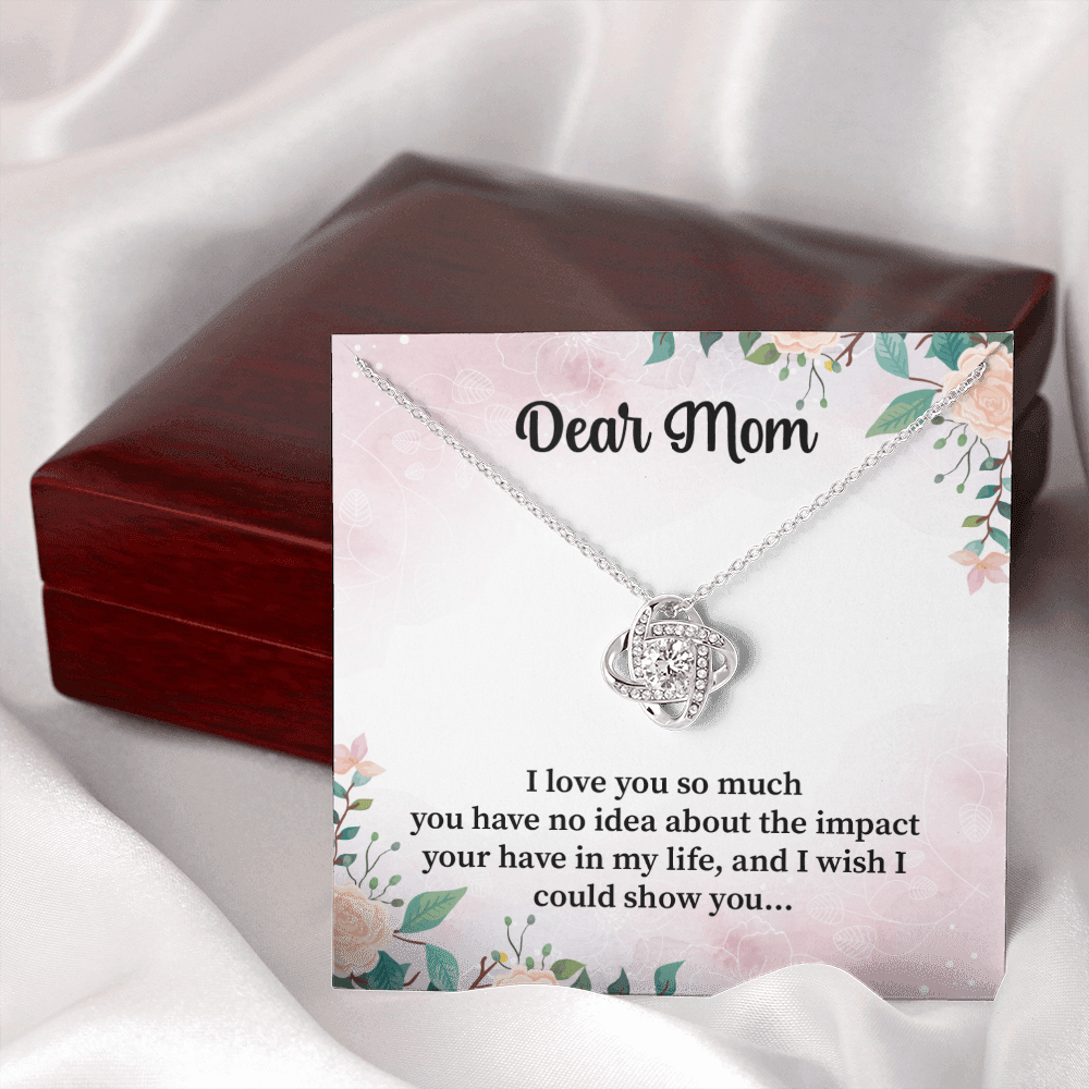 Mom - I Love You So Much Love Knot Necklace Message Card