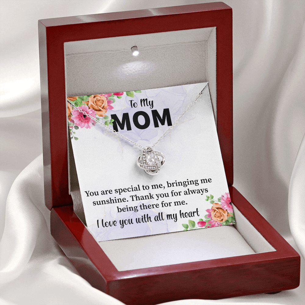 Mom - You Are Special To Me Love Knot Necklace Message Card