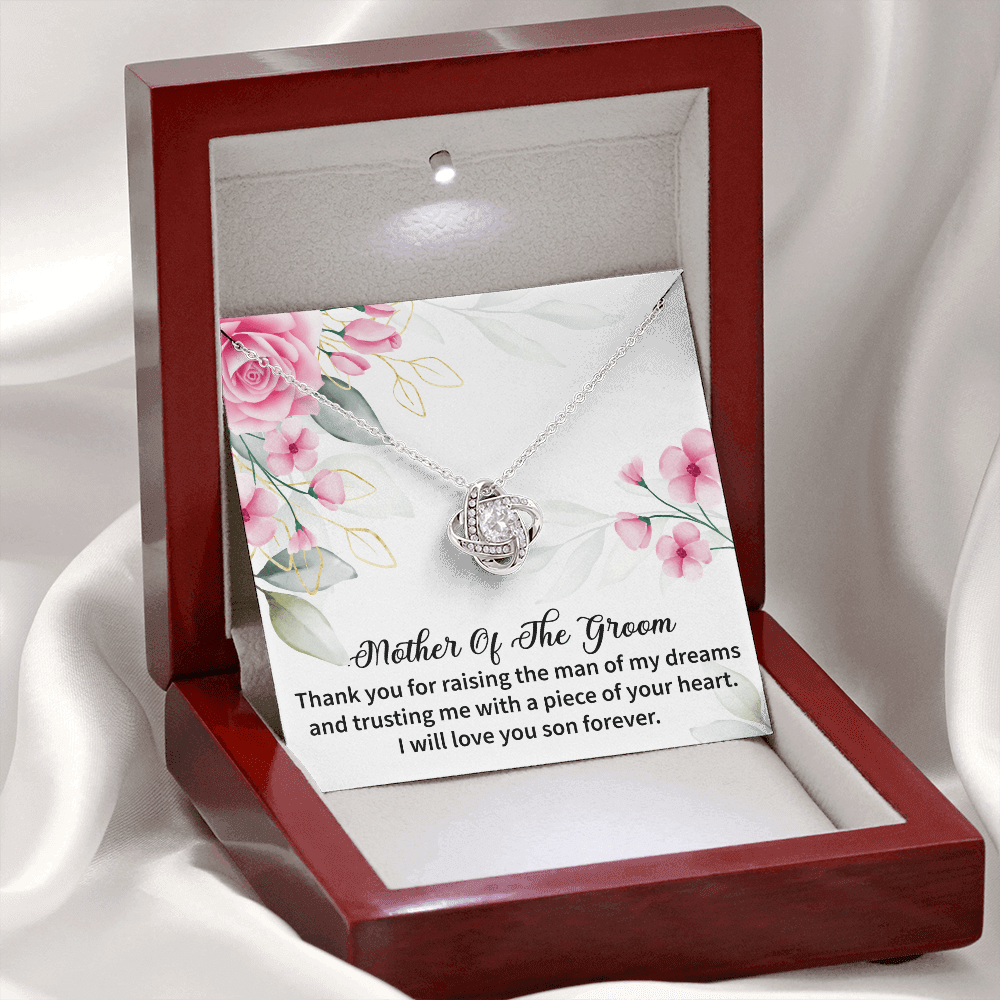 Mother Of The Groom - Thank You For Raising The Man Of My Dreams Love Knot Necklace Message Card