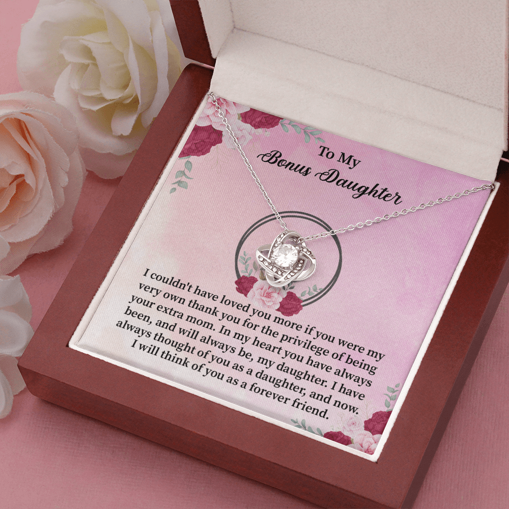 Bonus Daughter - I Couldn't Have Loved You More - Love Knot Necklace Message Card