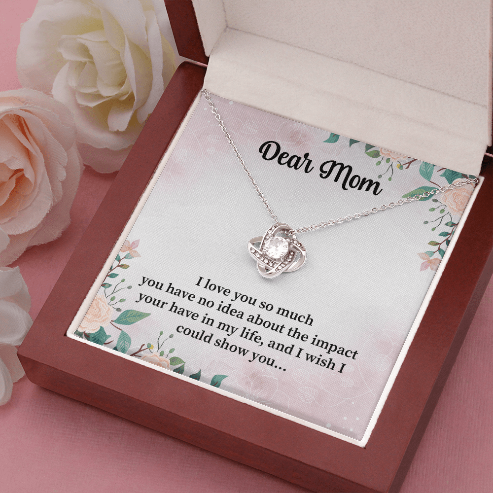 Mom - I Love You So Much Love Knot Necklace Message Card