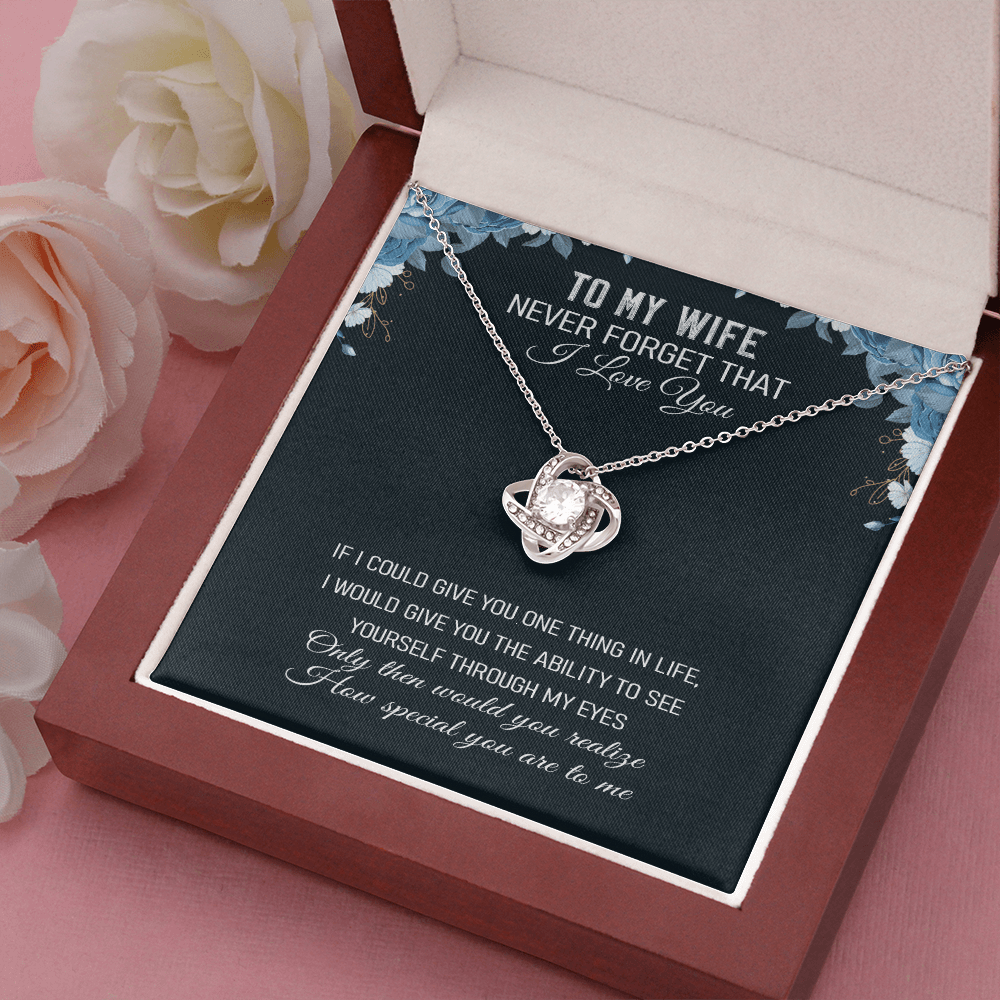 Never Forget That I Love You - Love Knot Necklace Message Card