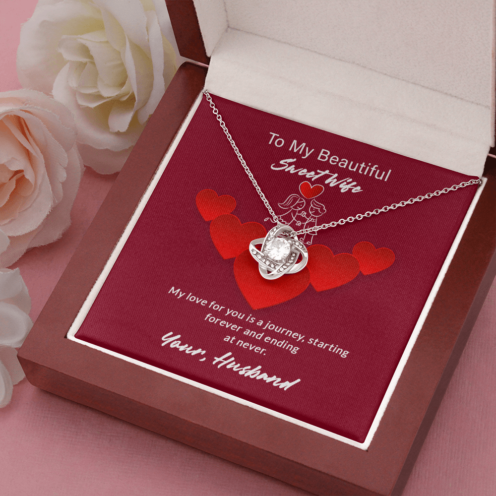 Wife - My Love For You Is A Journey - Love Knot Necklace Message Card