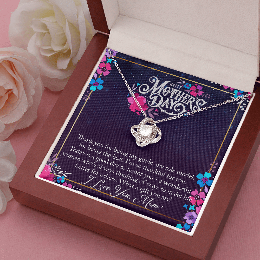 Happy Mother's Day - Thank You For Being My Guide - Love Knot Necklace Message Card Gift