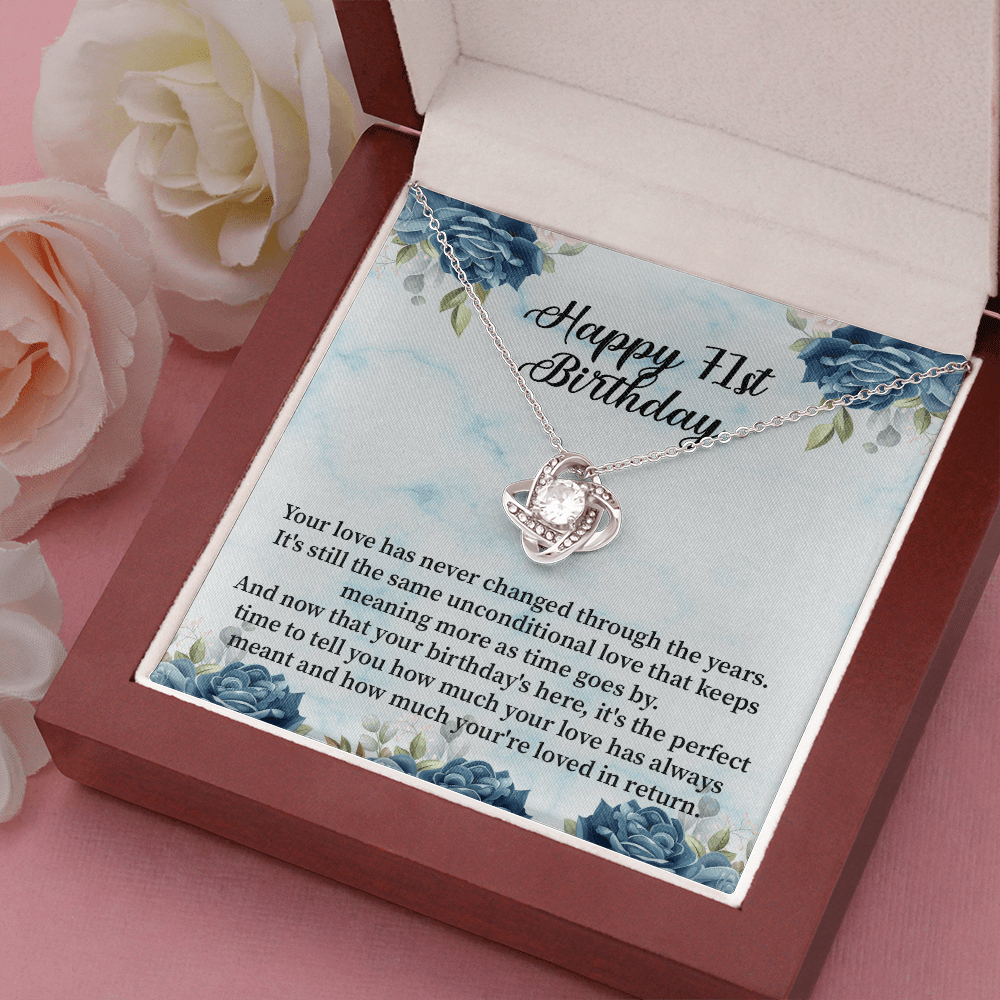 Happy 71st Birthday - Love Knot Necklace Message Card