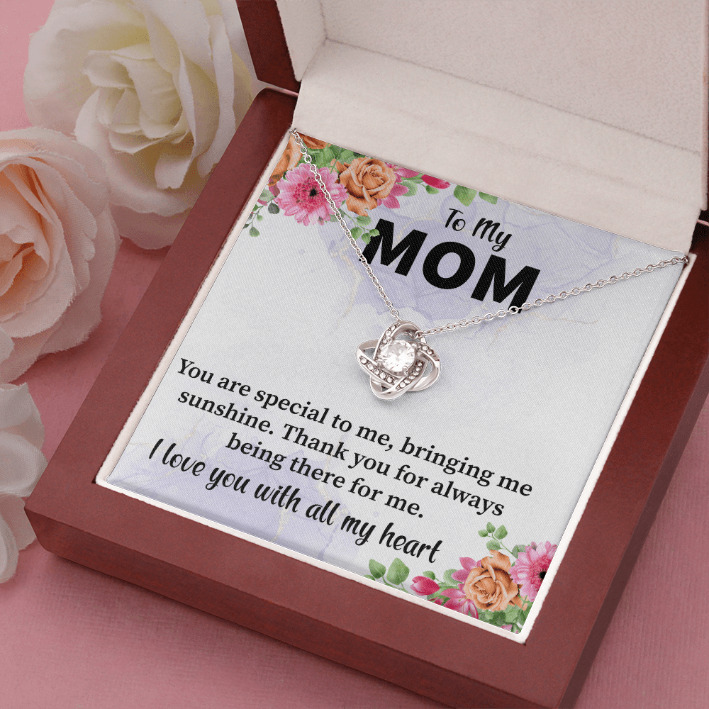 Mom - You Are Special To Me Love Knot Necklace Message Card