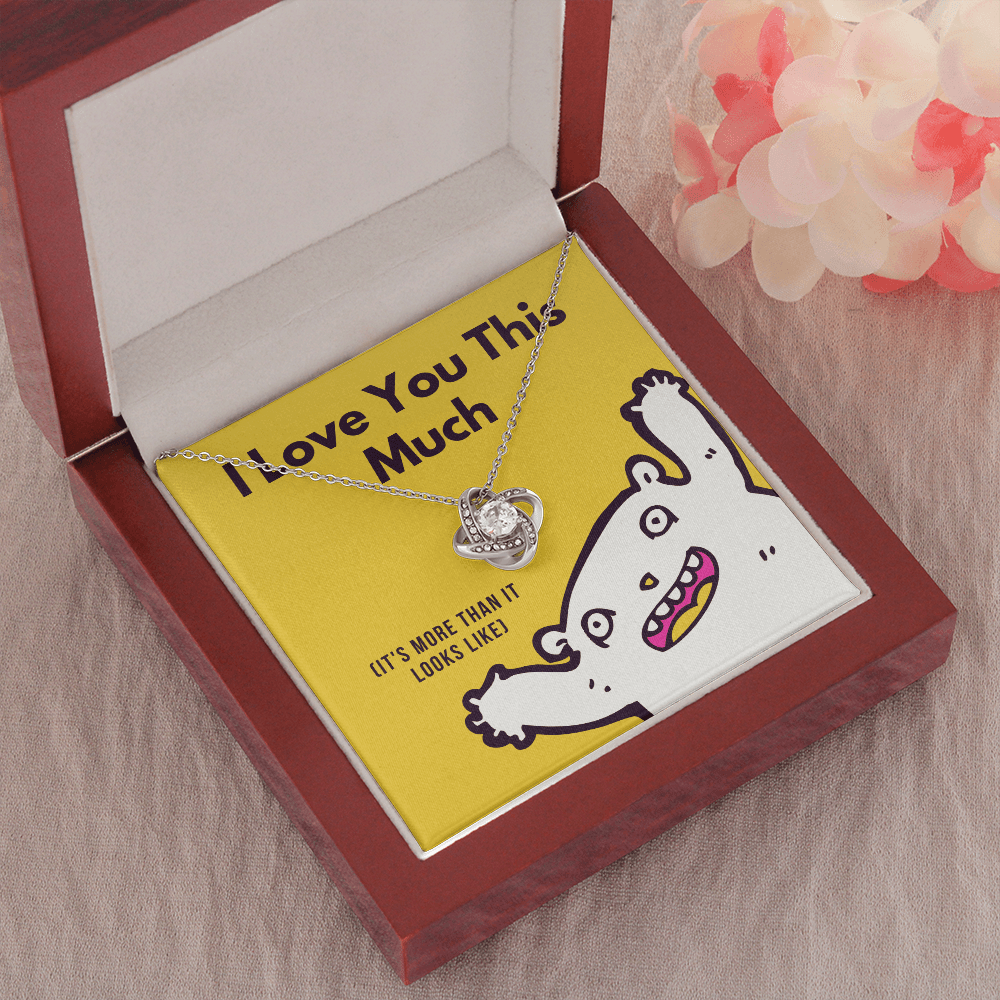 I Love You This Much Cute Monster - Love Knot Necklace Message Card