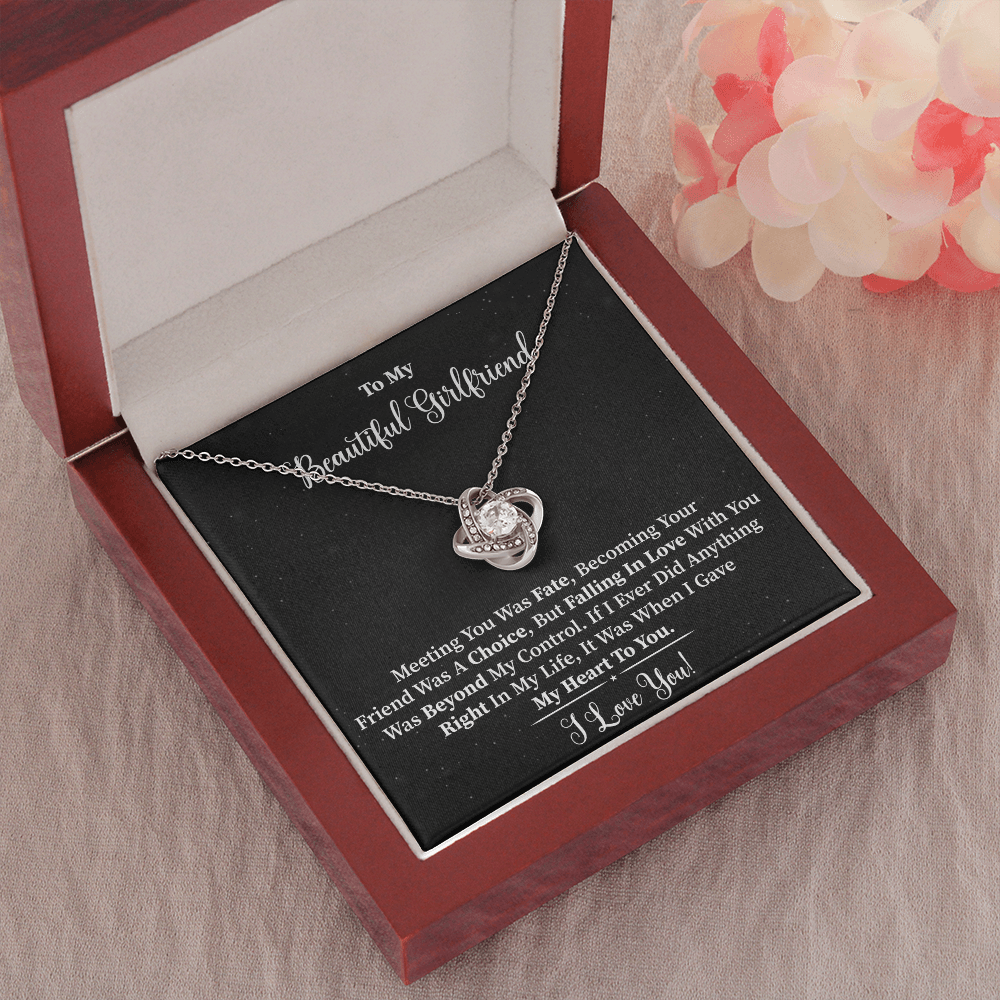 Girlfriend - Meeting You Was Fate Love Knot Necklace Message Card