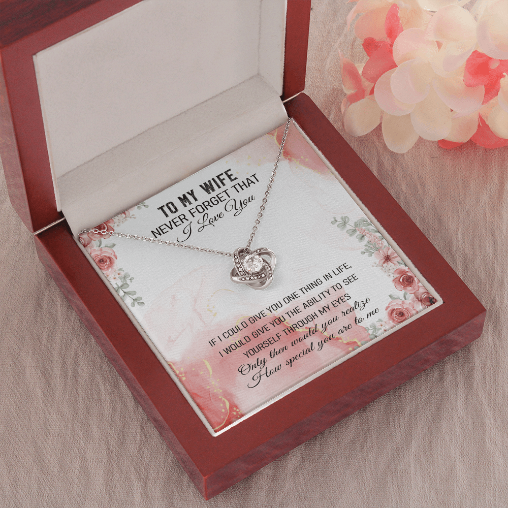 Never Forget That I Love You - Love Knot Necklace Message Card