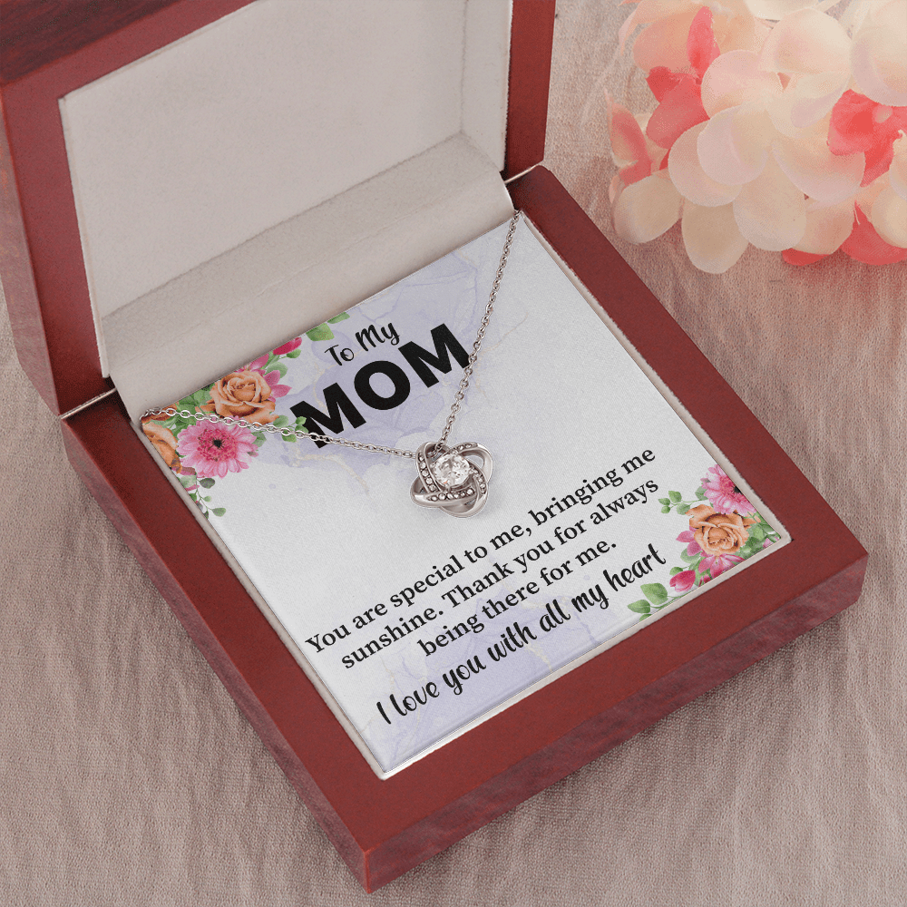 Mom - You Are Special To Me Love Knot Necklace Message Card