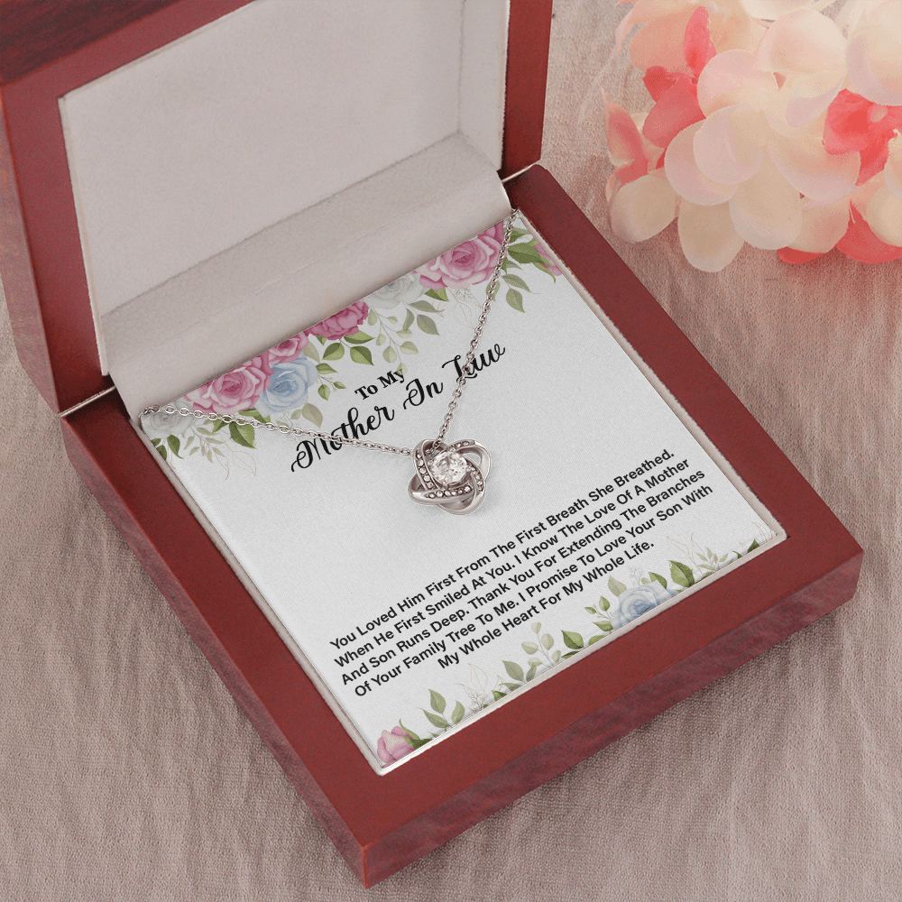 Mother In Law - You Loved Him First Love Knot Necklace Message Card