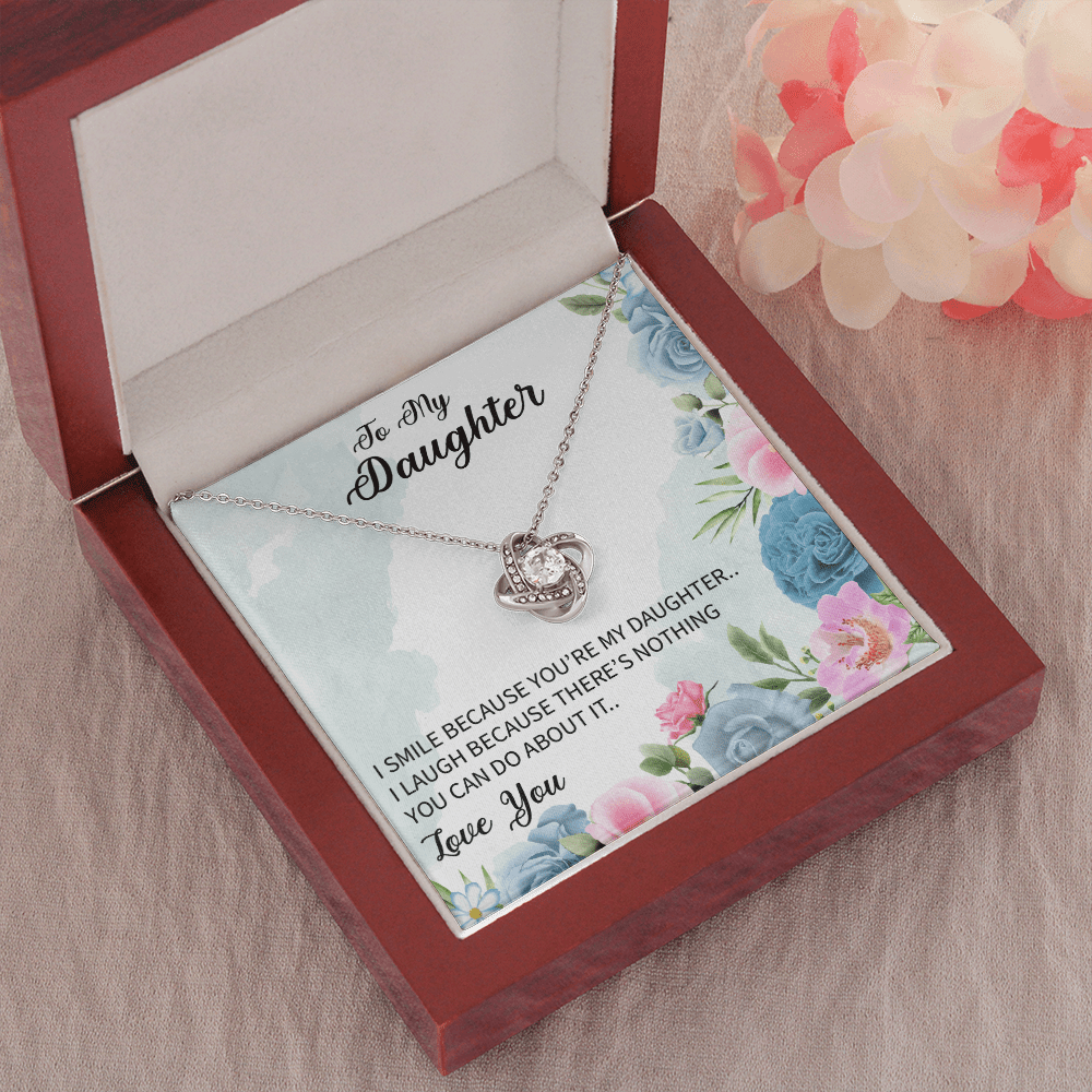 Daughter - I Smile Because - Love Knot Necklace Message Card