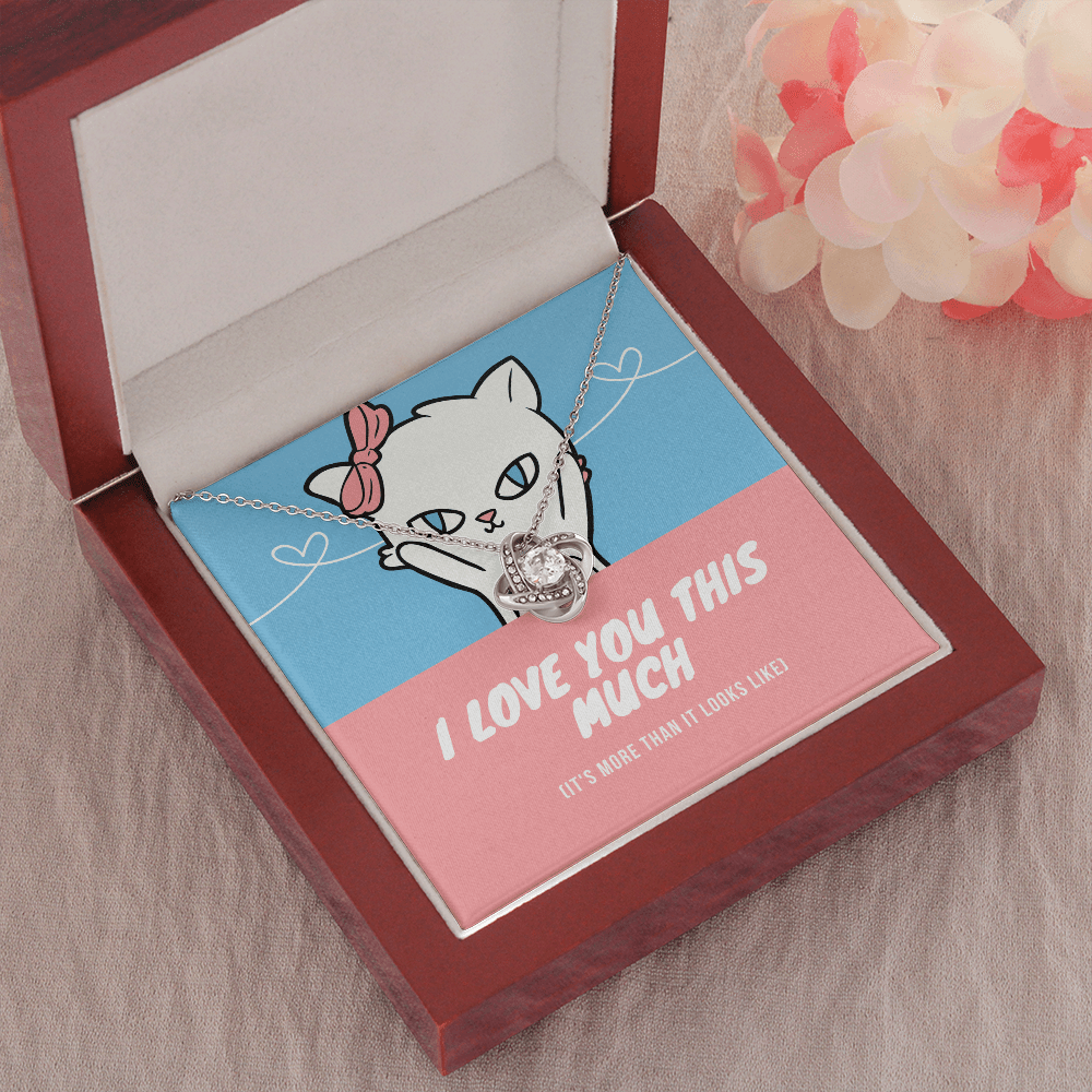 I Love You This Much Cute Cat - Love Knot Necklace Message Card