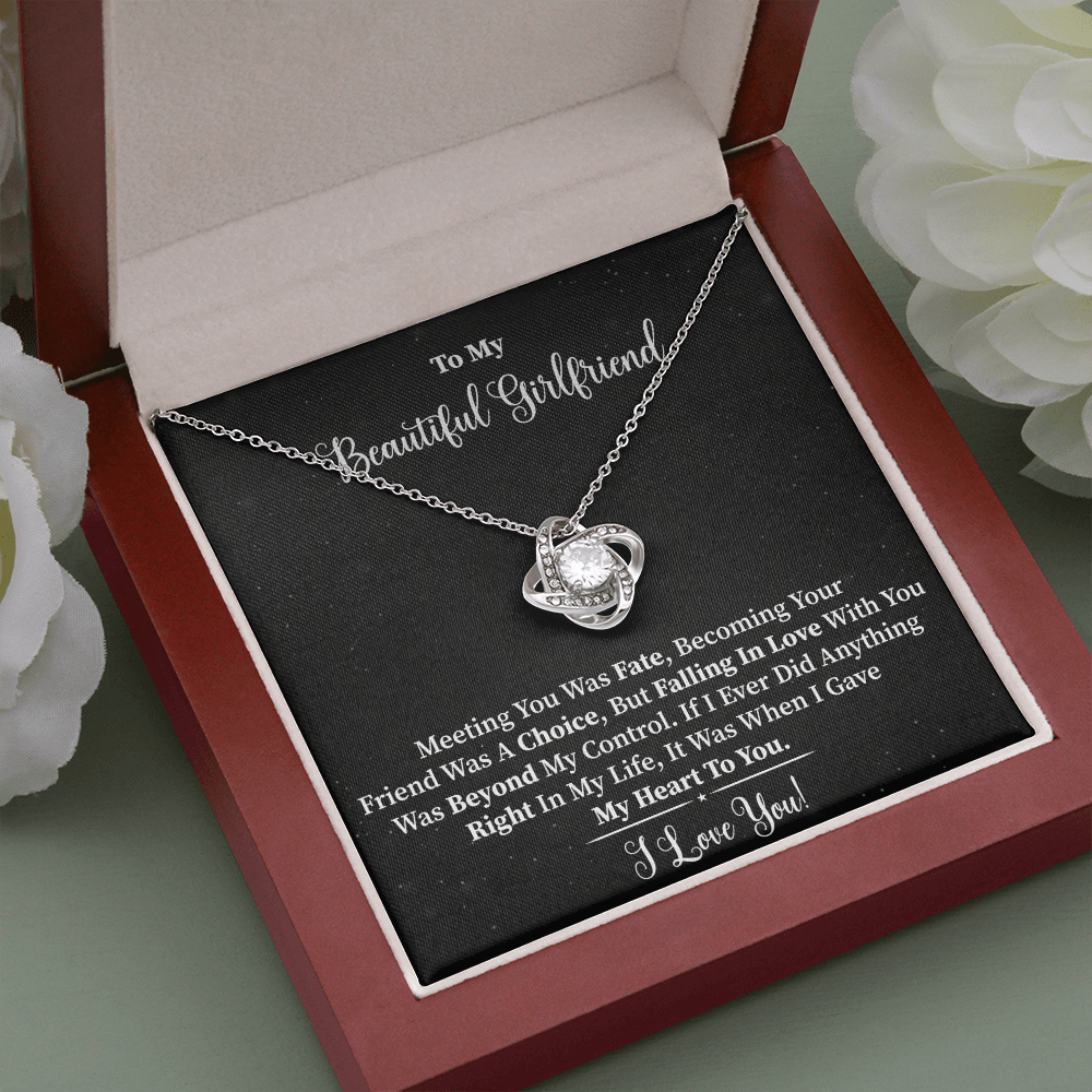 Girlfriend - Meeting You Was Fate Love Knot Necklace Message Card