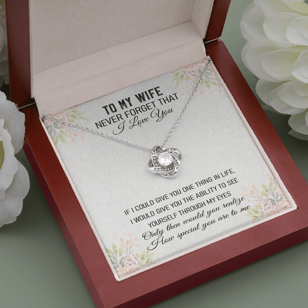 Never Forget That I Love You - Love Knot Necklace Message Card
