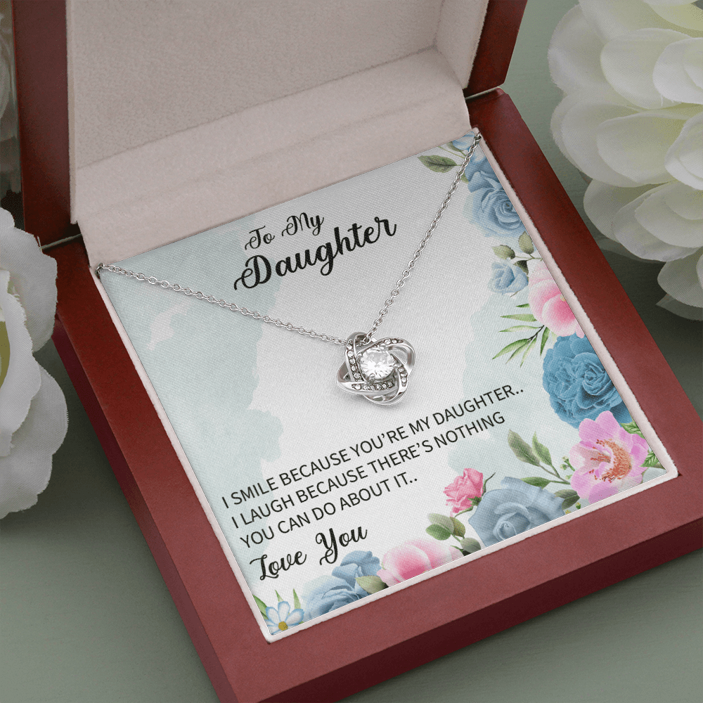Daughter - I Smile Because - Love Knot Necklace Message Card