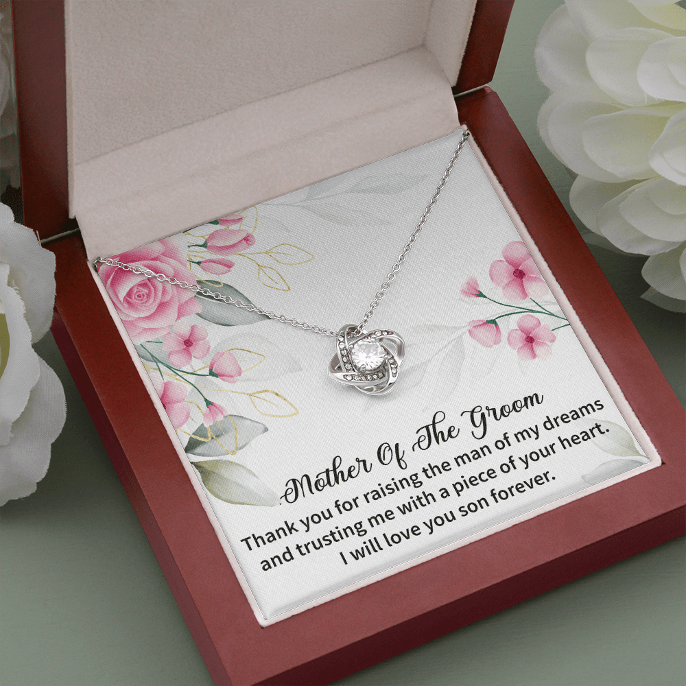 Mother Of The Groom - Thank You For Raising The Man Of My Dreams Love Knot Necklace Message Card