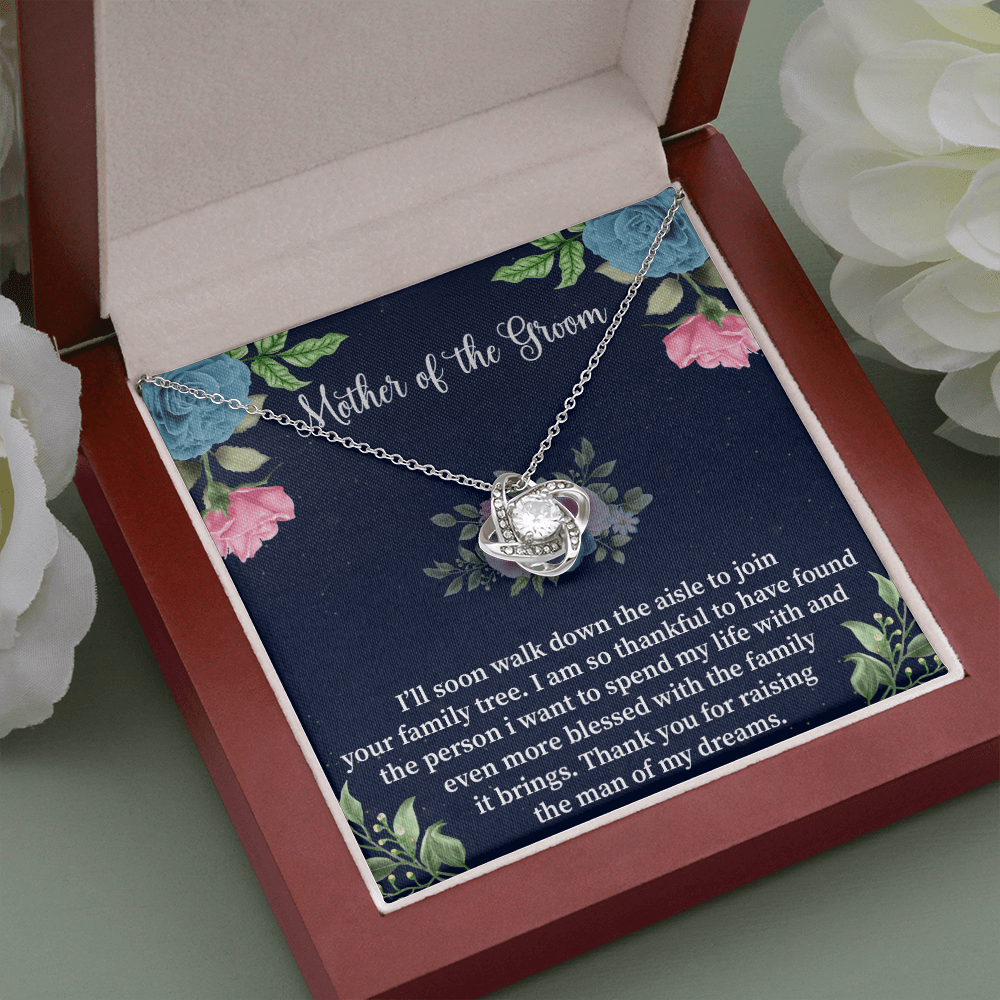 Mother Of The Groom - I'll Soon Walk Down Love Knot Necklace Message Card
