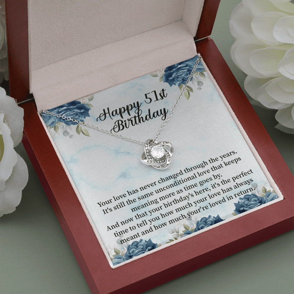 Happy 51st Birthday - Love Knot Necklace Message Card
