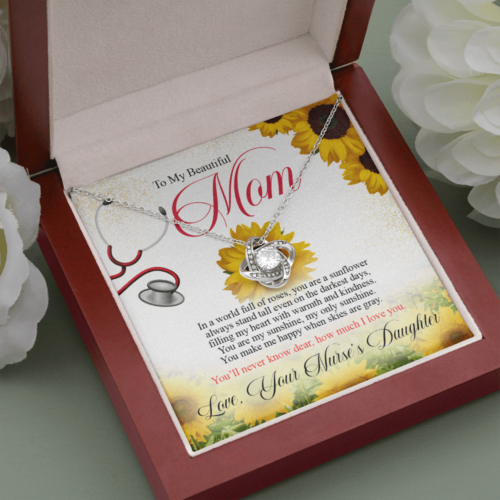To My Beautiful Mom - Love Knot Necklace Message Card