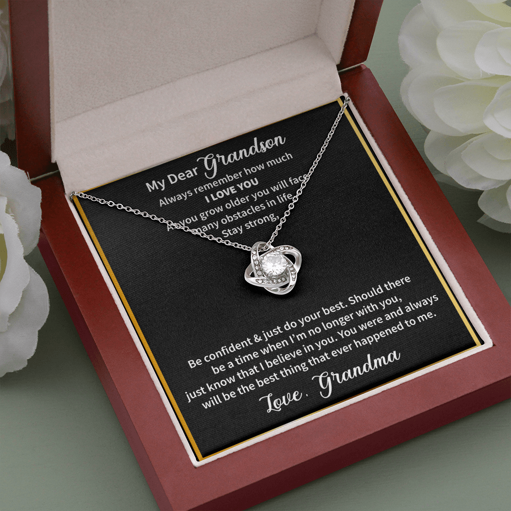 Grandson - Always Remember How Much I Love You Love Knot Necklace Message Card