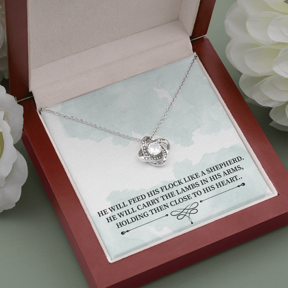 Like A Shephered Love Knot Necklace Message Card