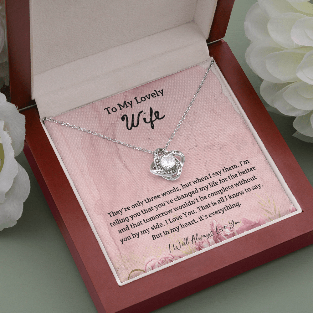 They're Only Three Words - Love Knot Necklace Message Card