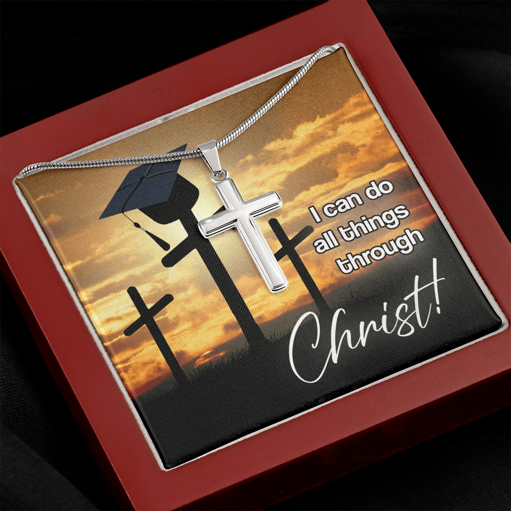 I Can Do All Things Through Christ - Cross Necklace Message Card