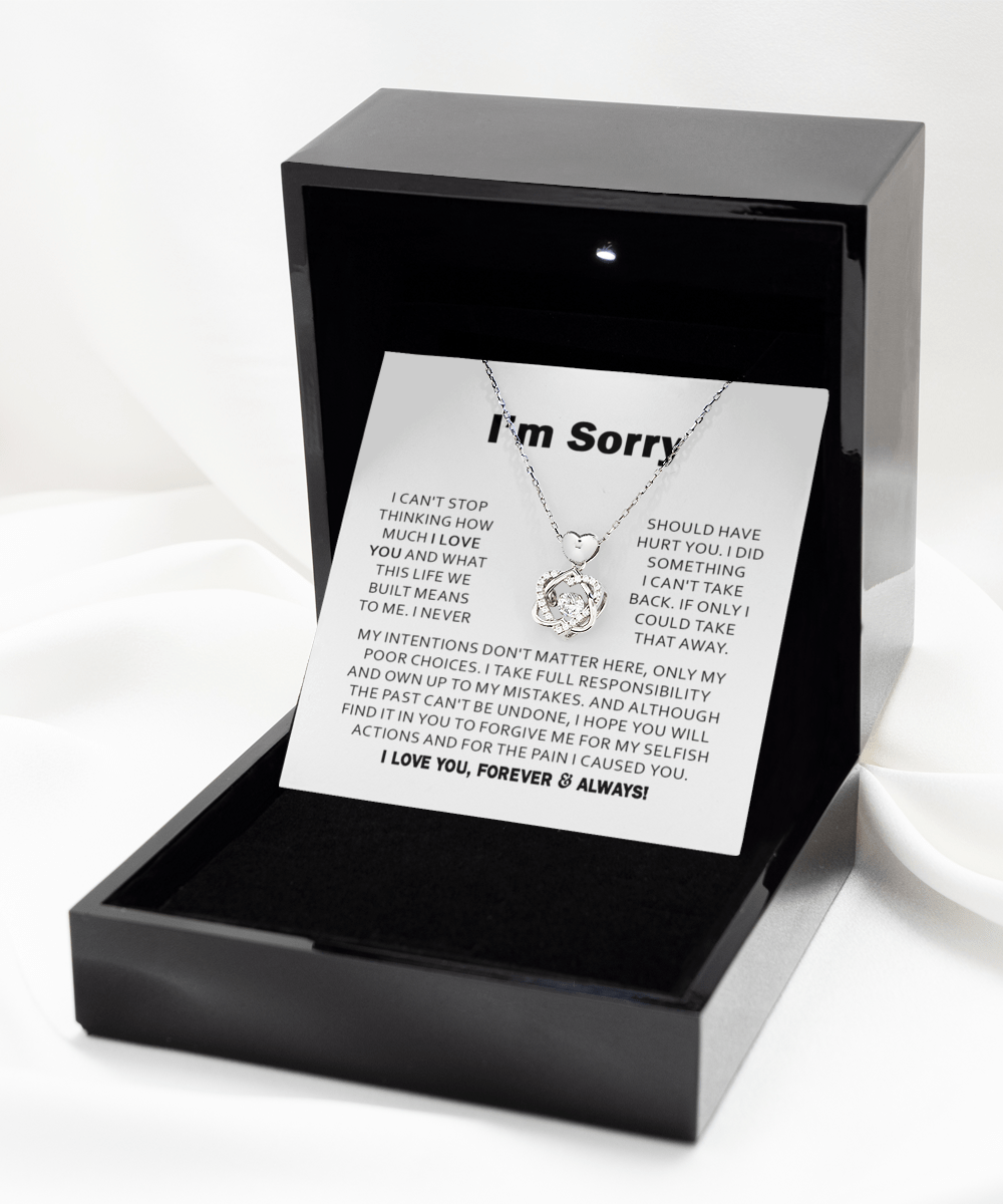 I'm Sorry - Heart Knot Necklace With Message Card Gift For Wife, Soulmate, Girlfriend
