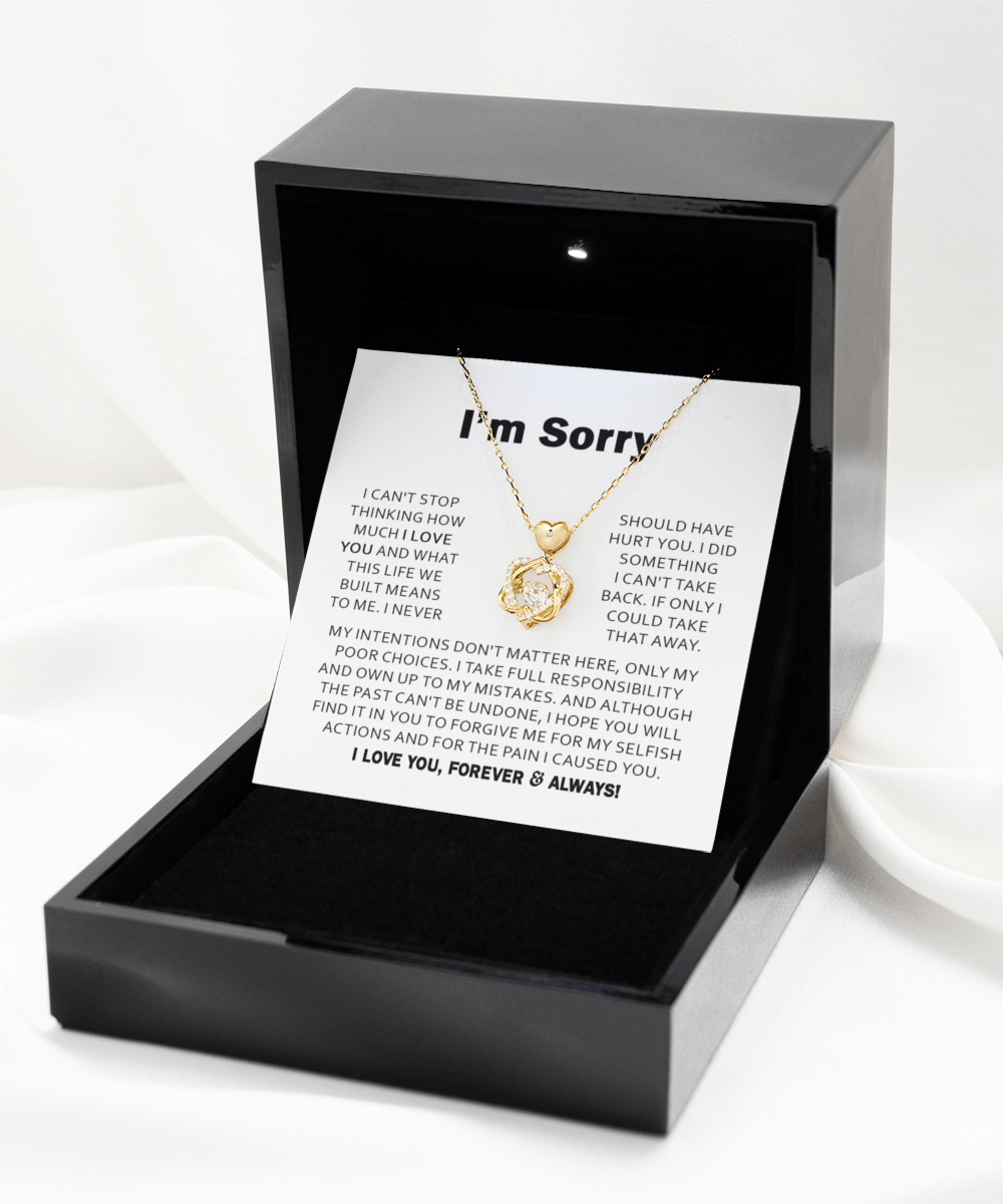 I'm Sorry - Heart Knot Necklace With Message Card Gift For Wife, Soulmate, Girlfriend