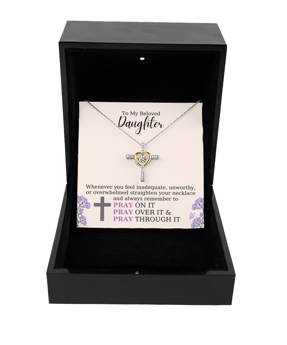 Gift For Daughter - Pray On It - Cross Dancing Necklace With Message Card Gift For Birthday, Christmas, Special Occasion From Mom, Dad