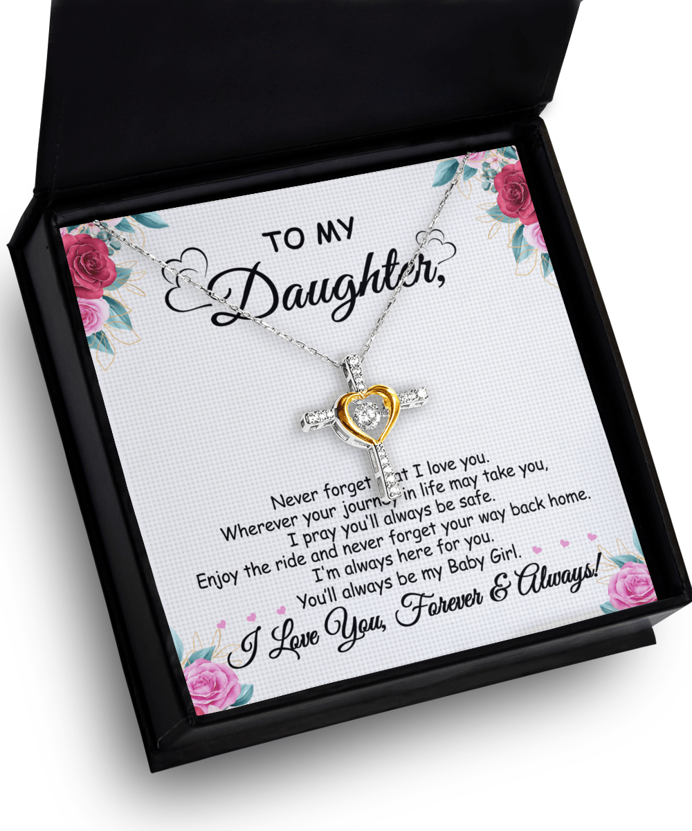 Gift For Daughter - Always Here For You - Cross Dancing Necklace - Gift From Mom, Dad For Birthday, Christmas, Graduation