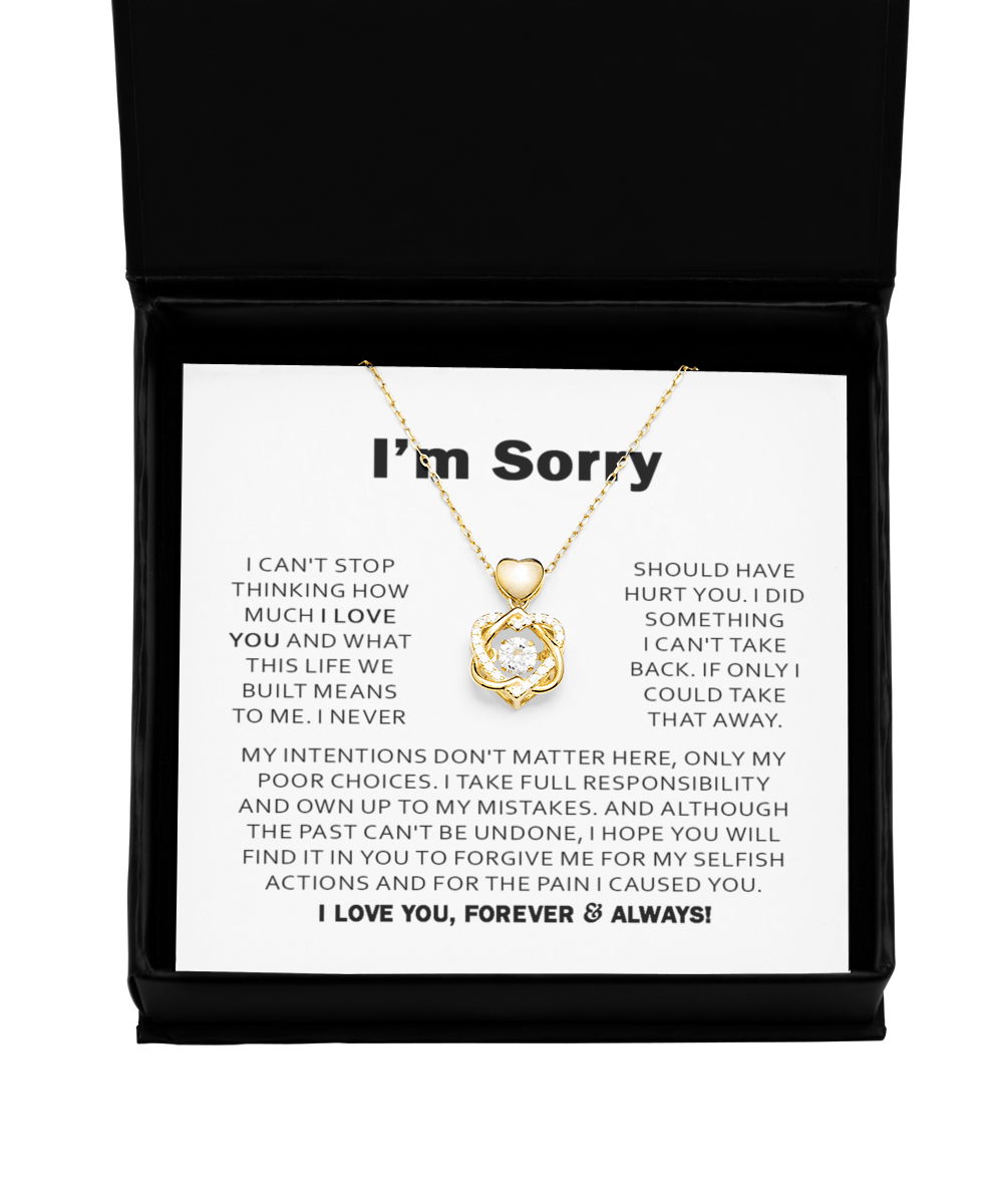 I'm Sorry - Heart Knot Necklace With Message Card Gift For Wife, Soulmate, Girlfriend