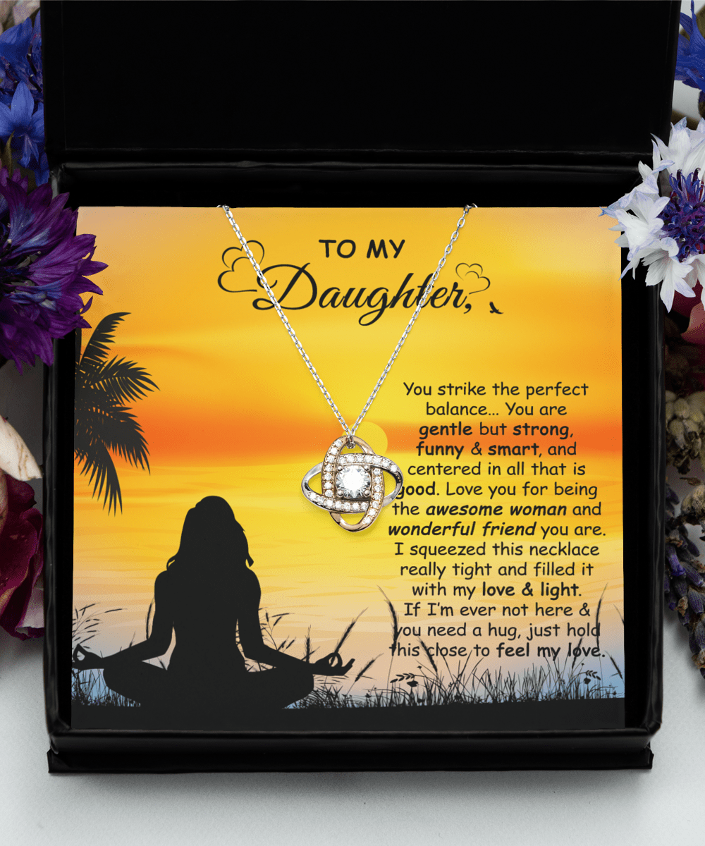 Gift For Yoga Daughter - You Are Gentle - Love Knot Rose Gold Necklace With Message Card
