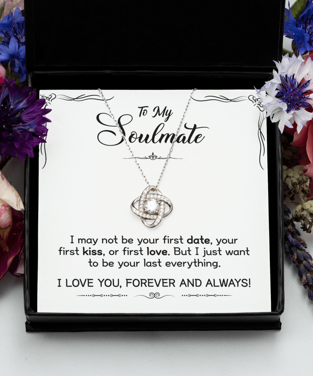 Gift For My Soulmate - First Love - Love Knot Silver Necklace - Gift For Wife From Husband, Birthday, Anniversary, Christmas, Mother's Day