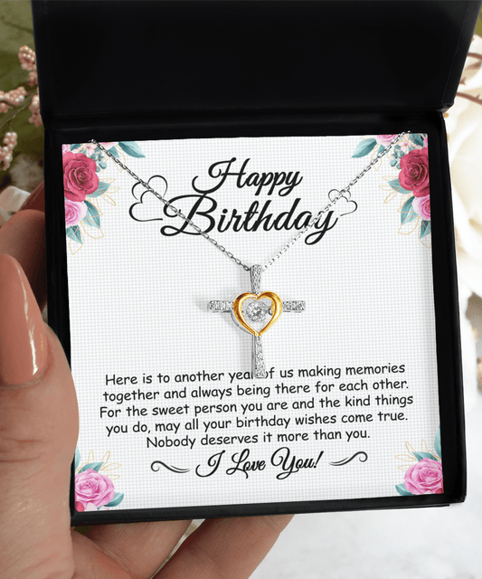 Birthday - Cross Dancing Necklace With Birthday Card - Birthday Gift, Happy Birthday, Gift For Mom, Dad, Son, Daughter, Mother