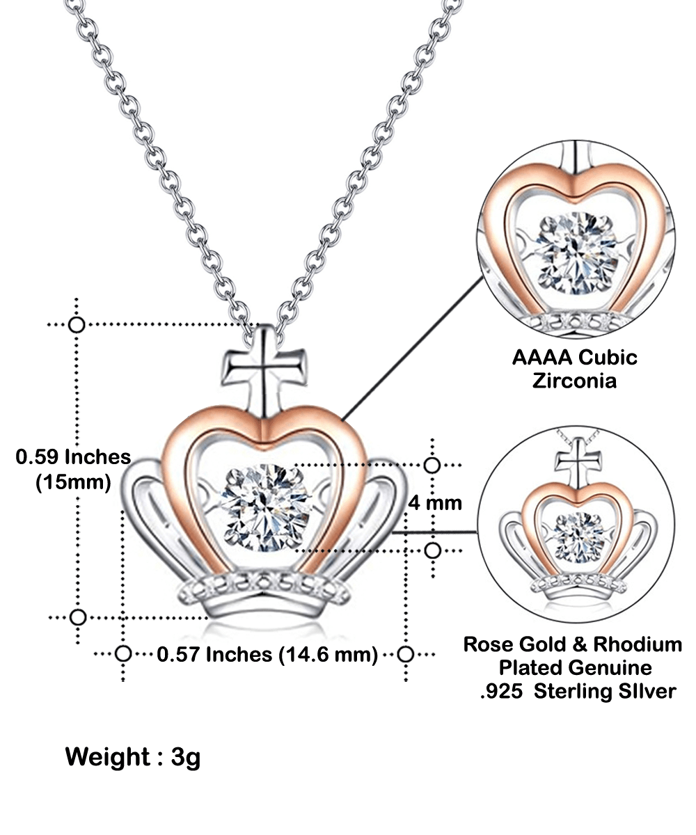 Gift For Daughter From Mom Dad - Always In Your Heart - Crown Pendant Necklace With Message Card